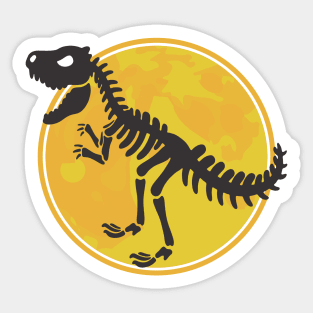 Dino Dinosaur T-Rex Skeleton Black in Front of Moon Sticker